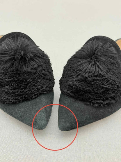 Pre - loved AQUAZZURA Powder Puff Black Size EU 37.5 Mules at Reems Closet