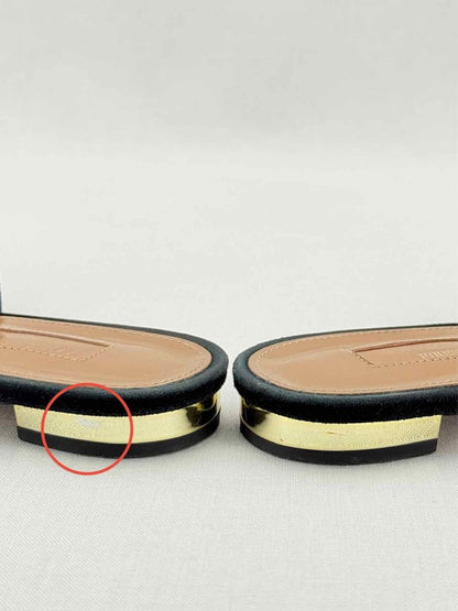 Pre - loved AQUAZZURA Powder Puff Black Size EU 37.5 Mules at Reems Closet