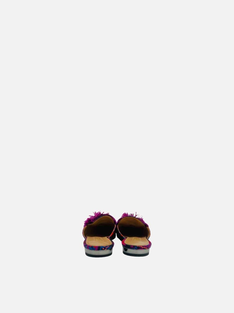 Pre - loved AQUAZZURA Puff Pom Pom Pink & Blue Mules at Reems Closet