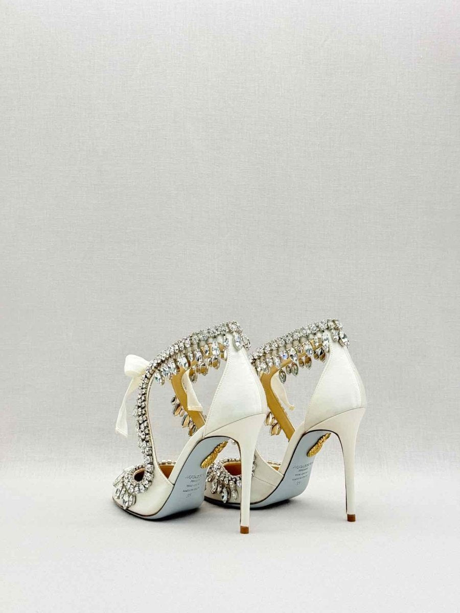 Pre-loved AQUAZZURA Stella Jeweled Bridle White Size EU 35 Pumps at Reems Closet