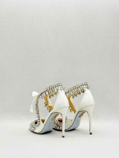 Pre-loved AQUAZZURA Stella Jeweled Bridle White Size EU 35 Pumps at Reems Closet