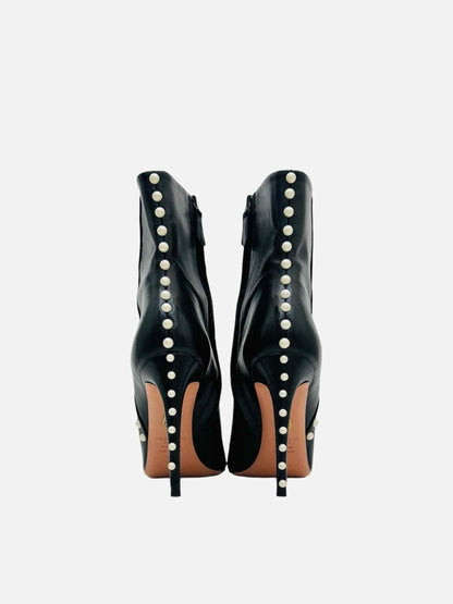 Pre-loved AQUAZZURA Studded Follie Black Ankle Boots from Reems Closet
