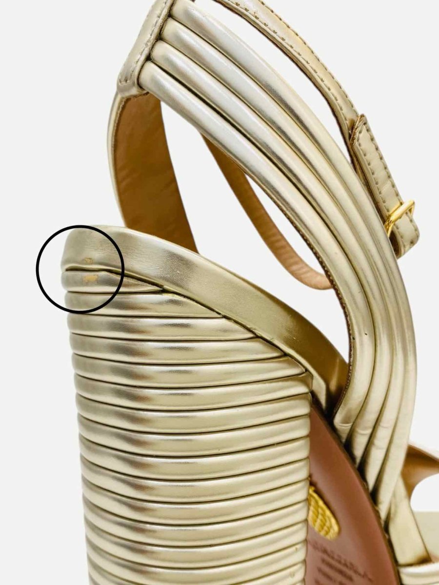 Pre - loved AQUAZZURA Sundance Metallic Gold Heeled Sandals at Reems Closet