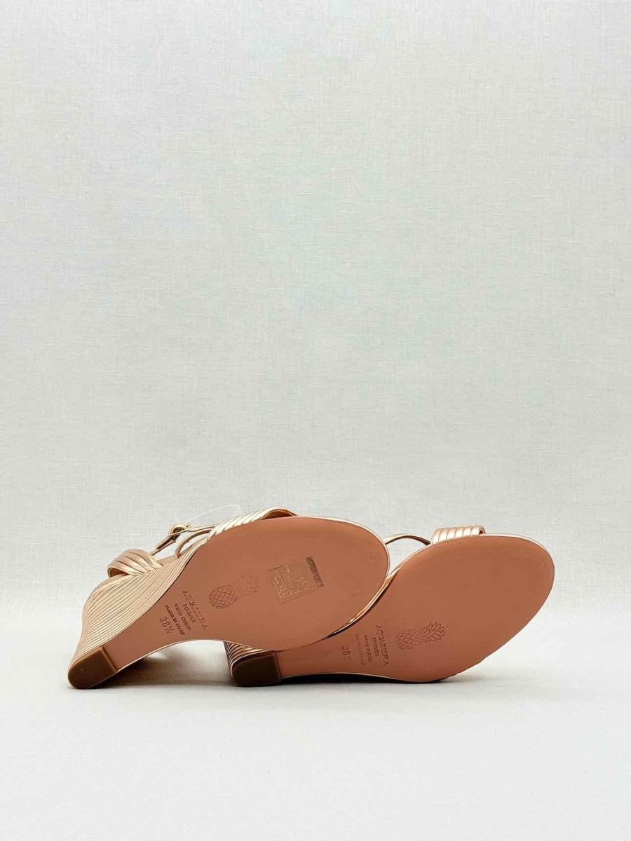 Pre - loved AQUAZZURA Sundance Rose Gold Size EU 38.5 Wedges at Reems Closet
