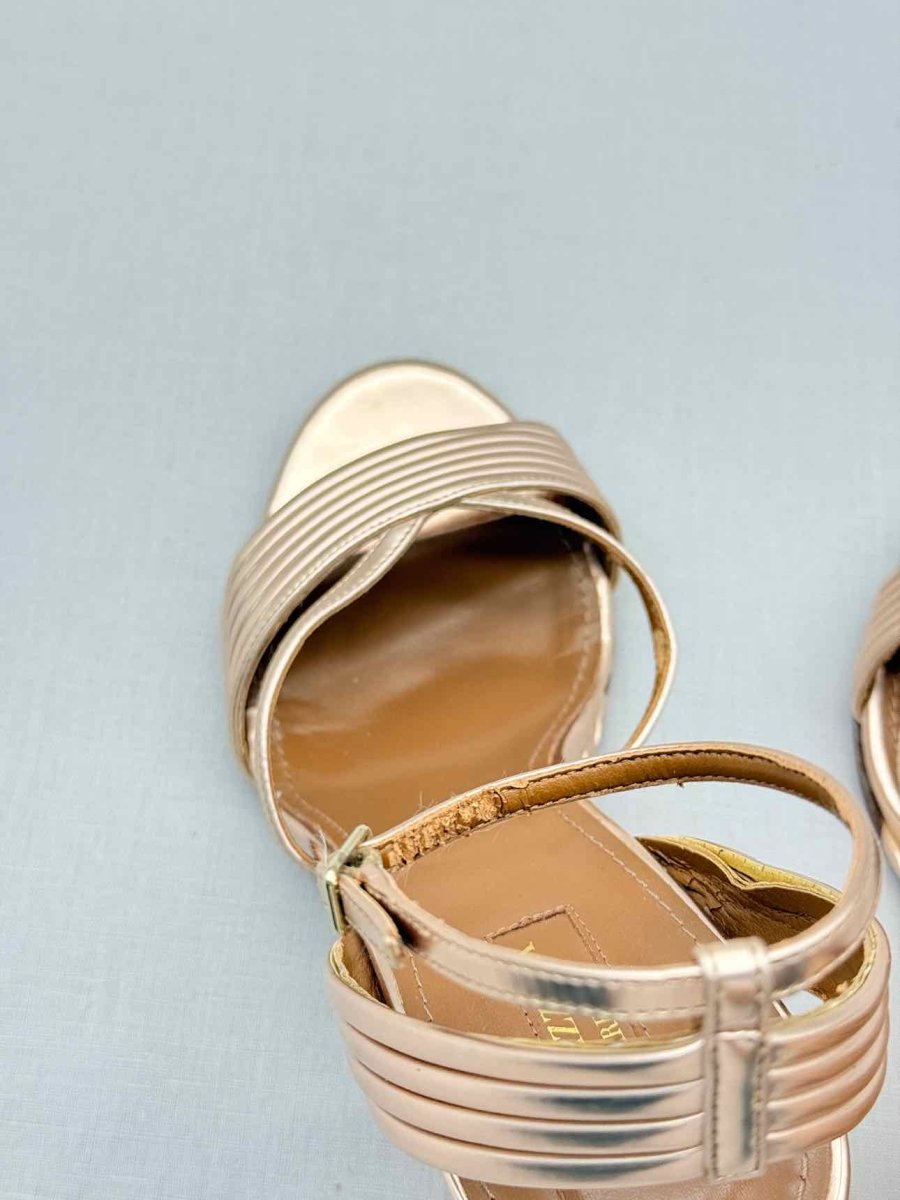 Pre - loved AQUAZZURA Sundance Rose Gold Size EU 38.5 Wedges at Reems Closet