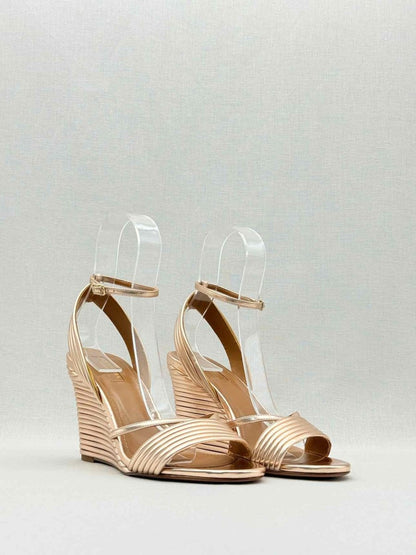 Pre - loved AQUAZZURA Sundance Rose Gold Size EU 38.5 Wedges at Reems Closet