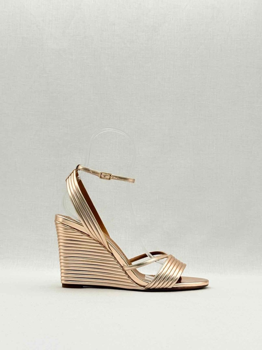 Pre - loved AQUAZZURA Sundance Rose Gold Size EU 38.5 Wedges at Reems Closet
