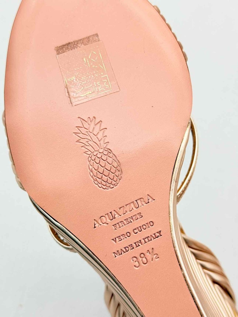 Pre - loved AQUAZZURA Sundance Rose Gold Size EU 38.5 Wedges at Reems Closet