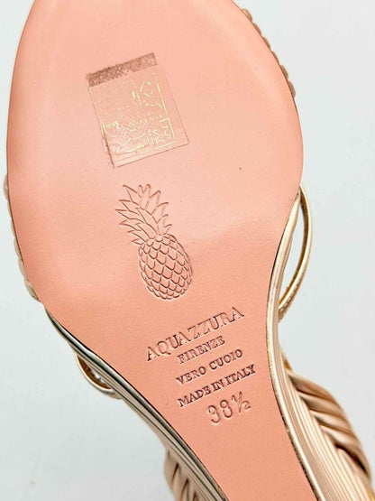 Pre - loved AQUAZZURA Sundance Rose Gold Size EU 38.5 Wedges at Reems Closet