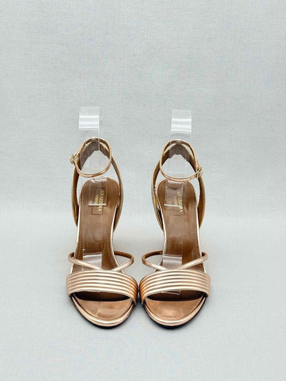 Pre - loved AQUAZZURA Sundance Rose Gold Size EU 38.5 Wedges at Reems Closet