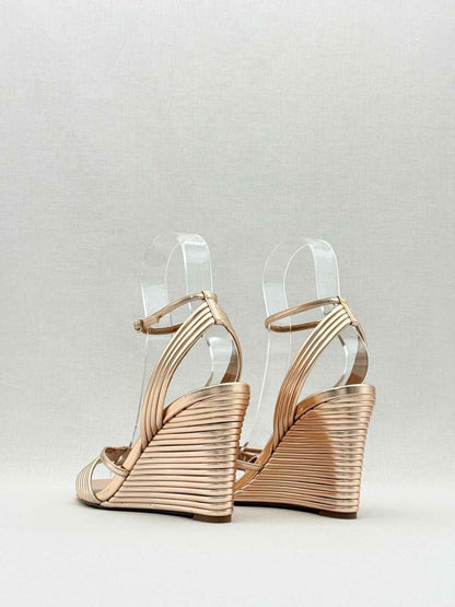 Pre - loved AQUAZZURA Sundance Rose Gold Size EU 38.5 Wedges at Reems Closet