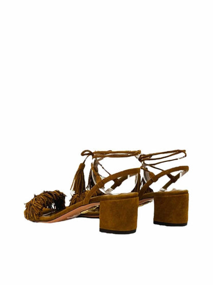 Pre - loved AQUAZZURA Wild Thing Brown Size EU 36.5 Heeled Sandals at Reems Closet