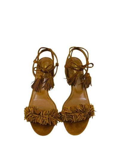 Pre - loved AQUAZZURA Wild Thing Brown Size EU 36.5 Heeled Sandals at Reems Closet