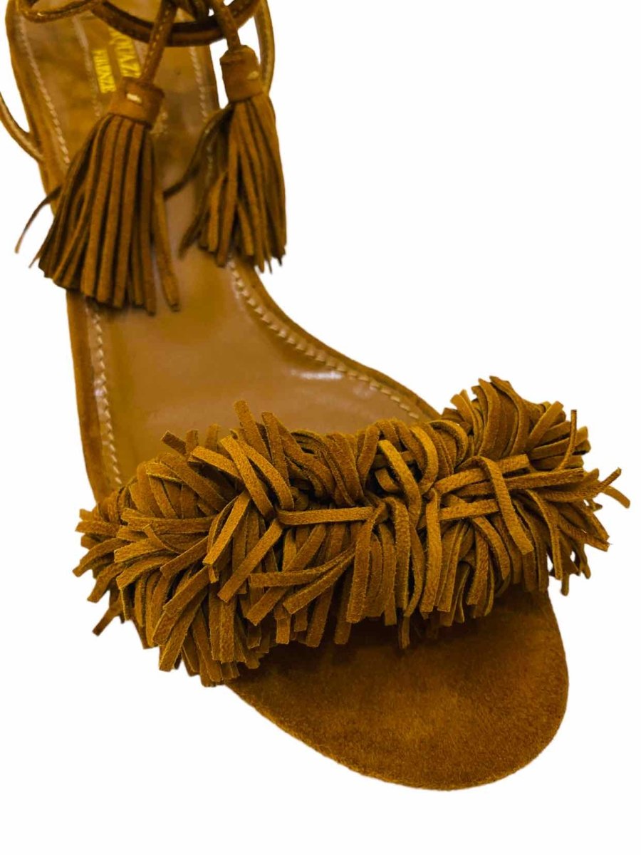 Pre - loved AQUAZZURA Wild Thing Brown Size EU 36.5 Heeled Sandals at Reems Closet