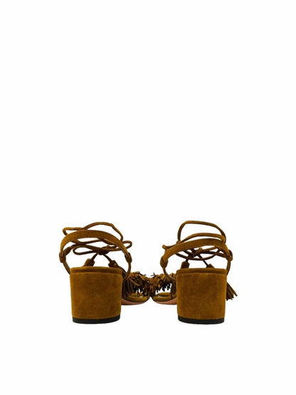 Pre - loved AQUAZZURA Wild Thing Brown Size EU 36.5 Heeled Sandals at Reems Closet