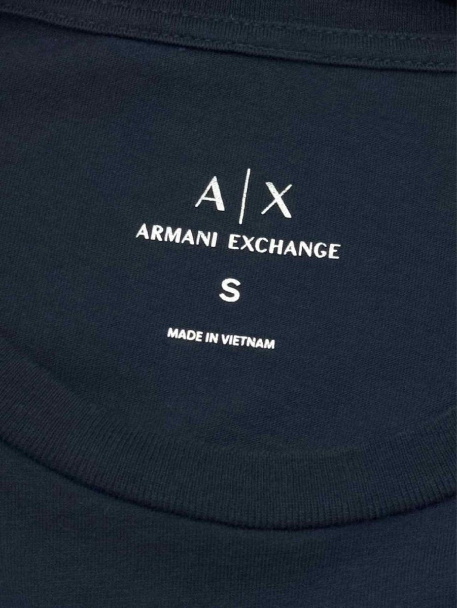 Pre-loved ARMANI EXCHANGE Navy Blue Logo Size Small T-shirt at Reems Closet