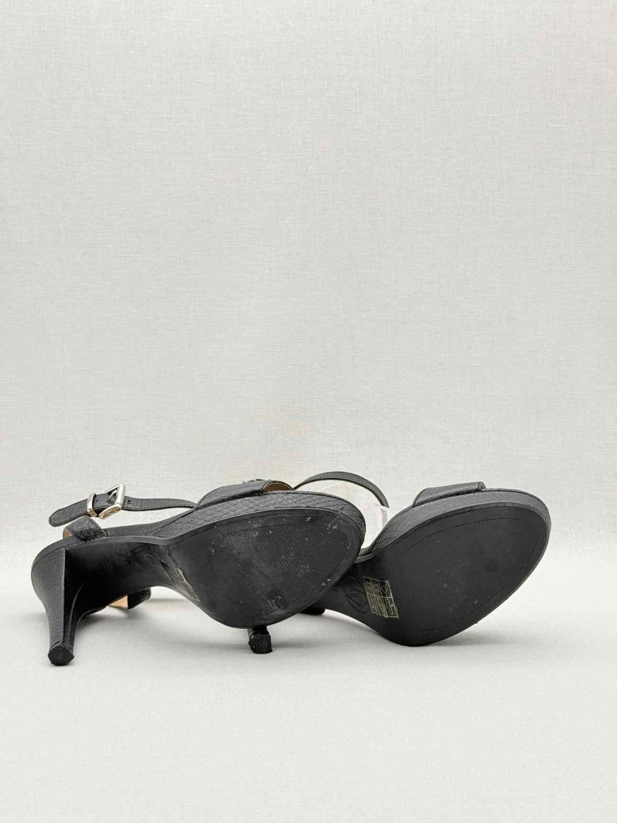 Pre-loved ARMANI JEANS Black Textured Size EU 38 Heeled Sandals at Reems Closet
