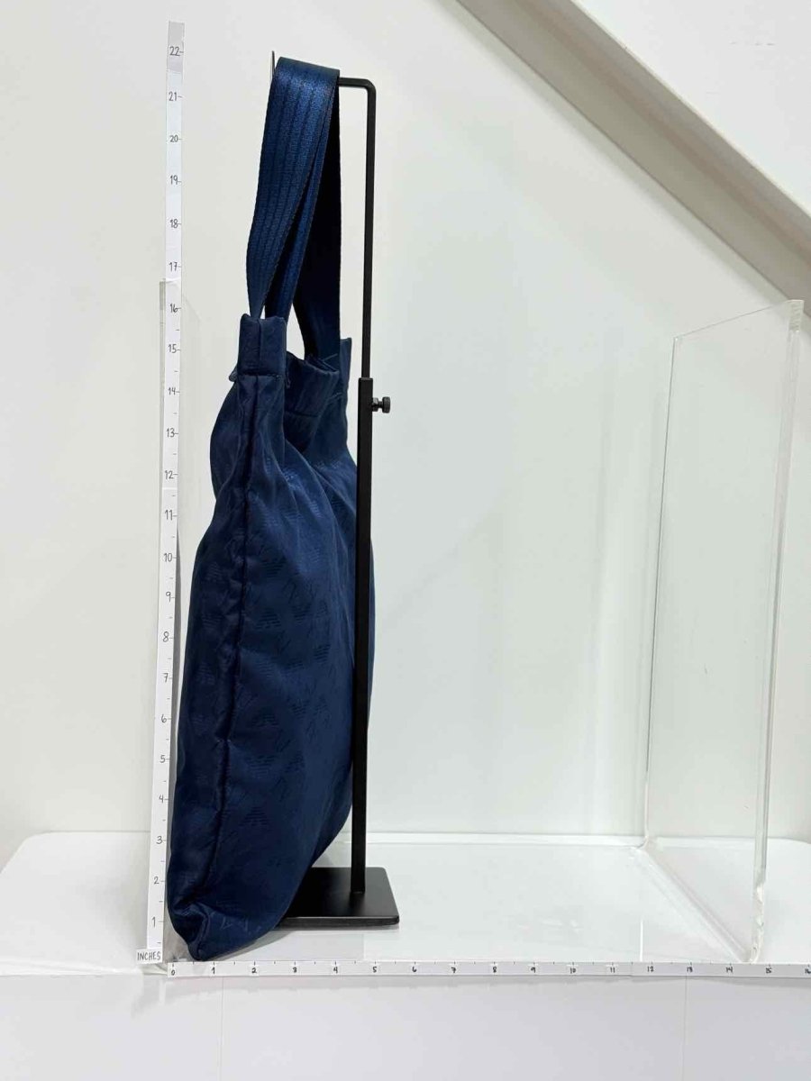 Pre - loved ARMANI JEANS Blue Monogram Tote Bag at Reems Closet