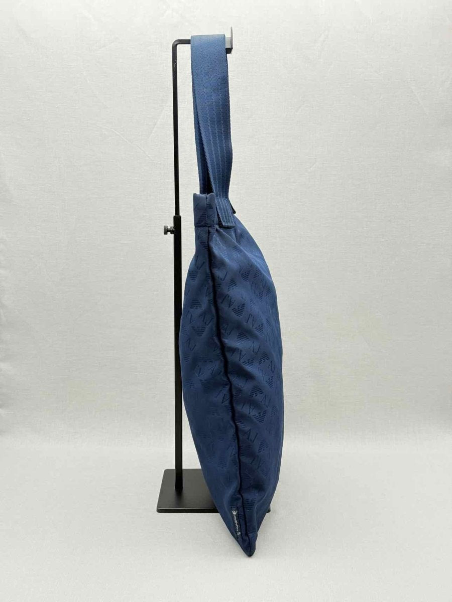 Pre - loved ARMANI JEANS Blue Monogram Tote Bag at Reems Closet