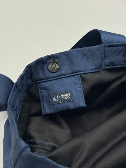 Pre - loved ARMANI JEANS Blue Monogram Tote Bag at Reems Closet
