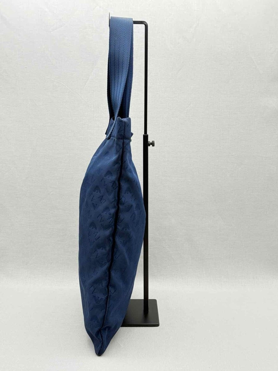 Pre - loved ARMANI JEANS Blue Monogram Tote Bag at Reems Closet