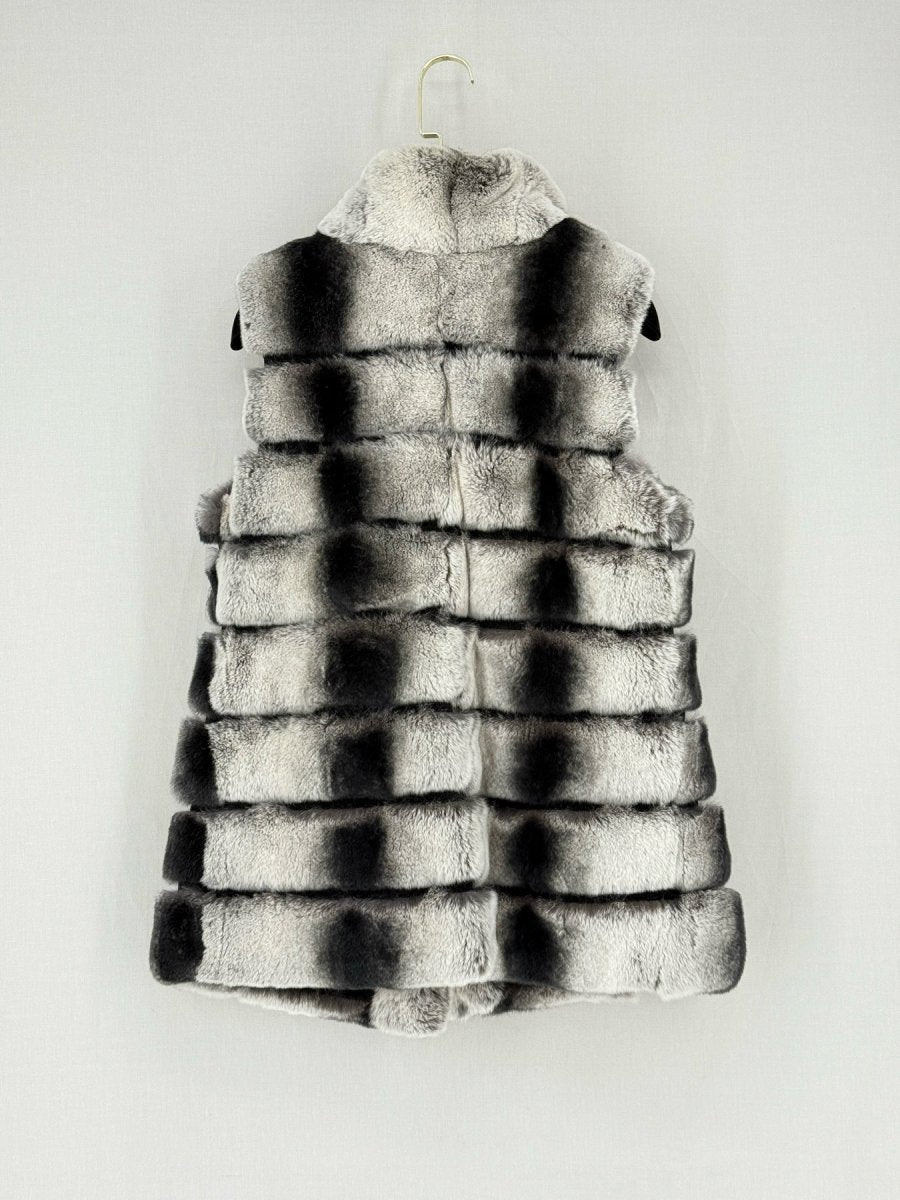 Pre - loved ARTTICO Fur Grey & Black Size Small Gilet at Reems Closet