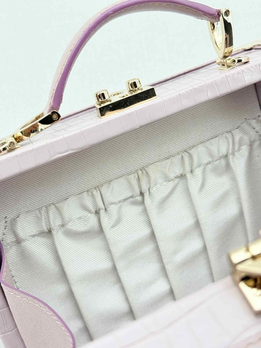 Pre - loved ASPINAL OF LONDON Lilac Crocodile print Top Handle at Reems Closet