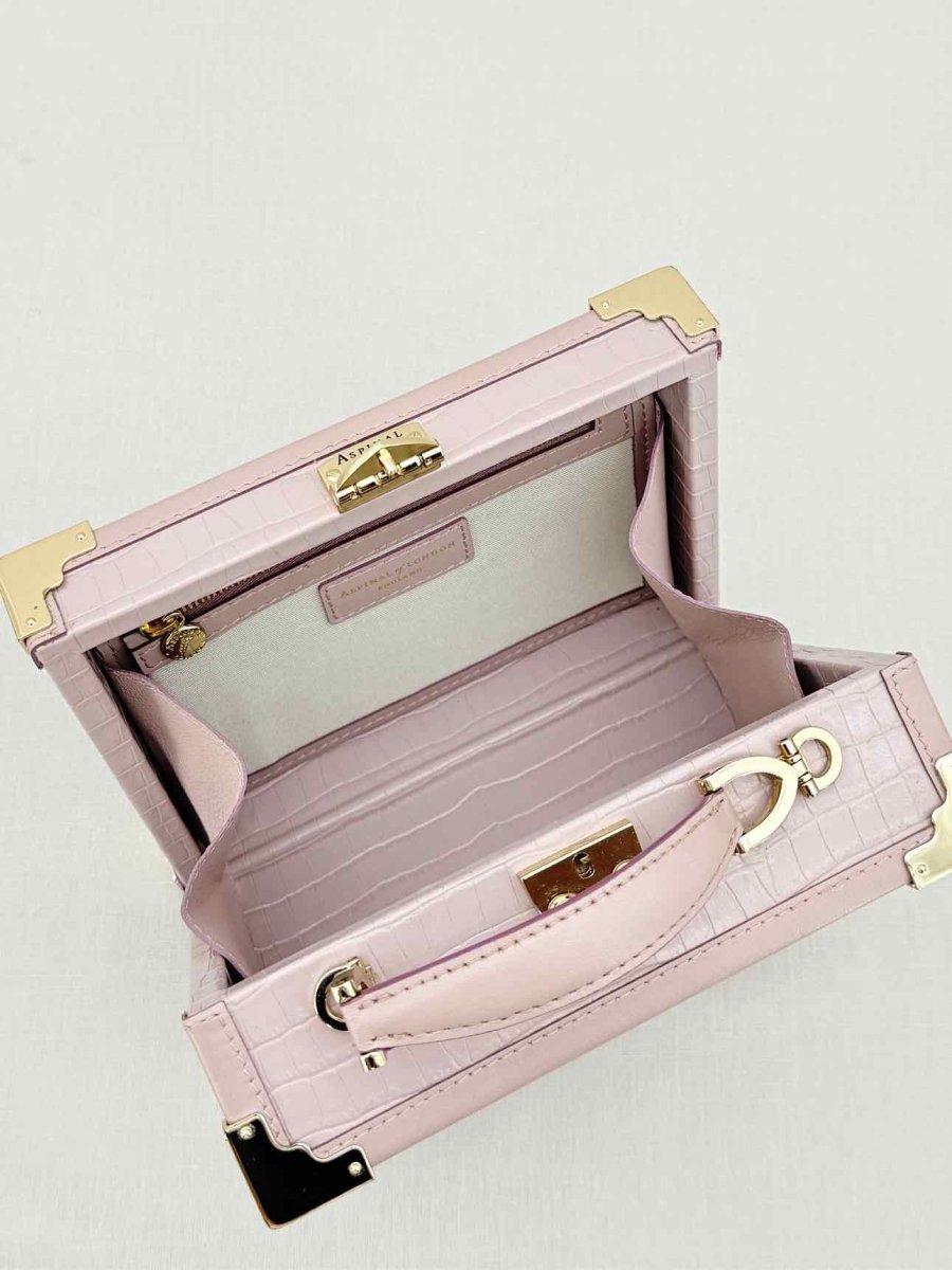 Pre - loved ASPINAL OF LONDON Lilac Crocodile print Top Handle at Reems Closet