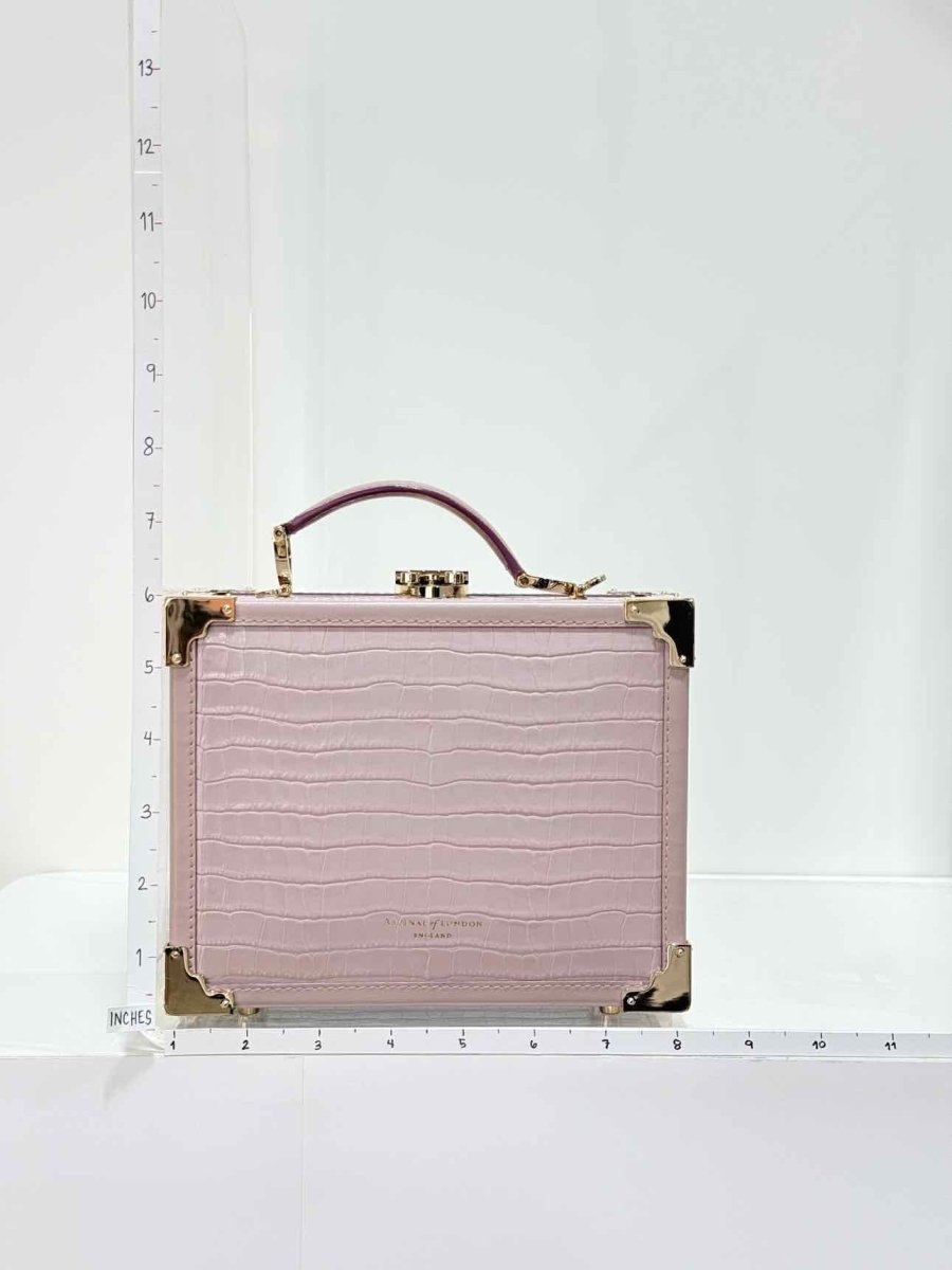 Pre - loved ASPINAL OF LONDON Lilac Crocodile print Top Handle at Reems Closet