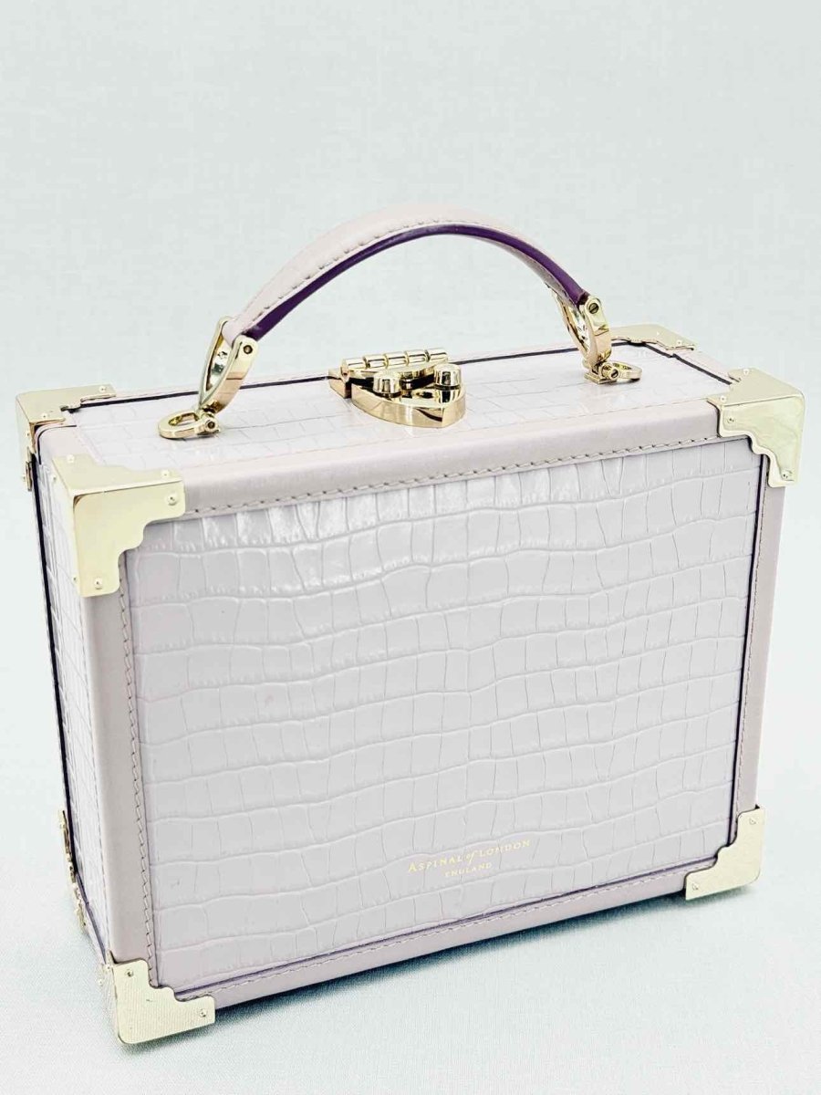 Pre - loved ASPINAL OF LONDON Lilac Crocodile print Top Handle at Reems Closet