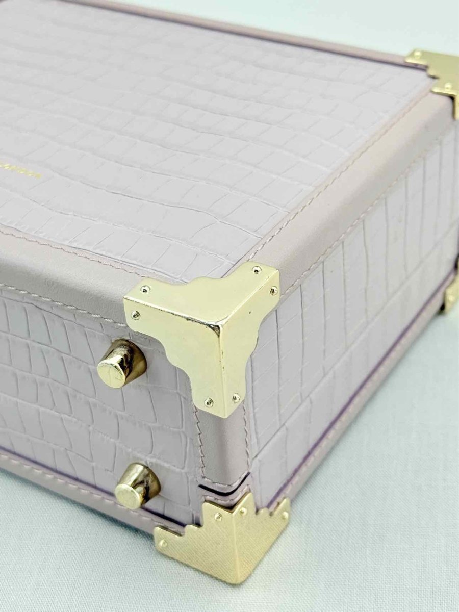 Pre - loved ASPINAL OF LONDON Lilac Crocodile print Top Handle at Reems Closet