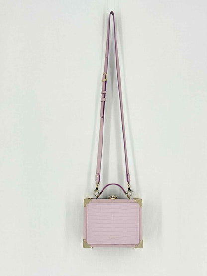 Pre - loved ASPINAL OF LONDON Lilac Crocodile print Top Handle at Reems Closet