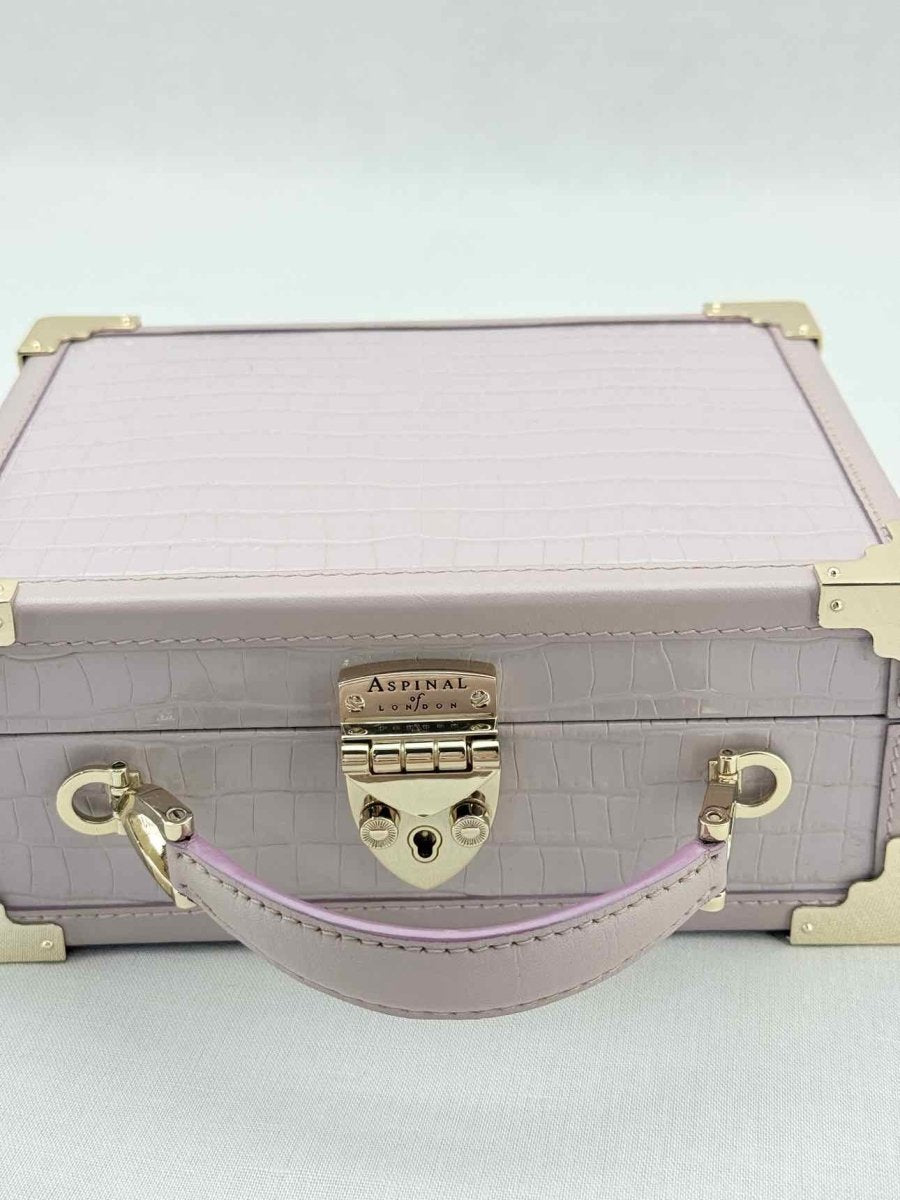 Pre - loved ASPINAL OF LONDON Lilac Crocodile print Top Handle at Reems Closet