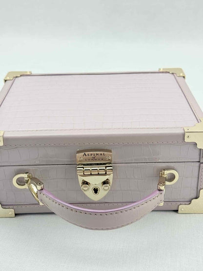 Pre - loved ASPINAL OF LONDON Lilac Crocodile print Top Handle at Reems Closet