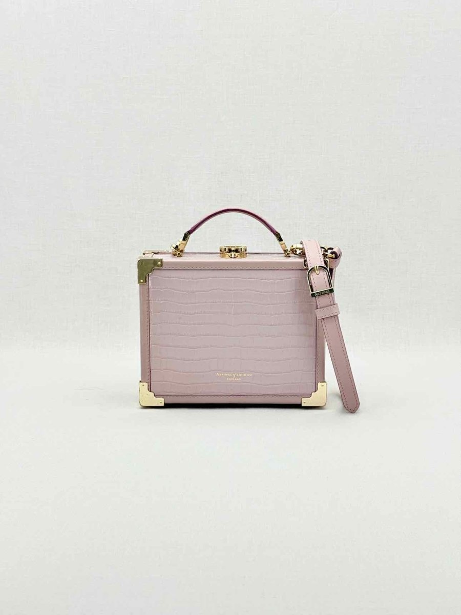 Pre - loved ASPINAL OF LONDON Lilac Crocodile print Top Handle at Reems Closet