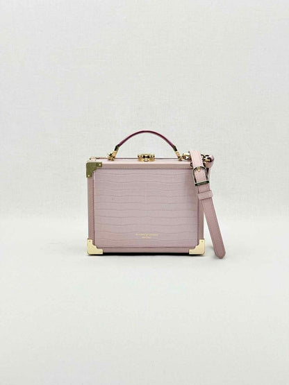 Pre - loved ASPINAL OF LONDON Lilac Crocodile print Top Handle at Reems Closet