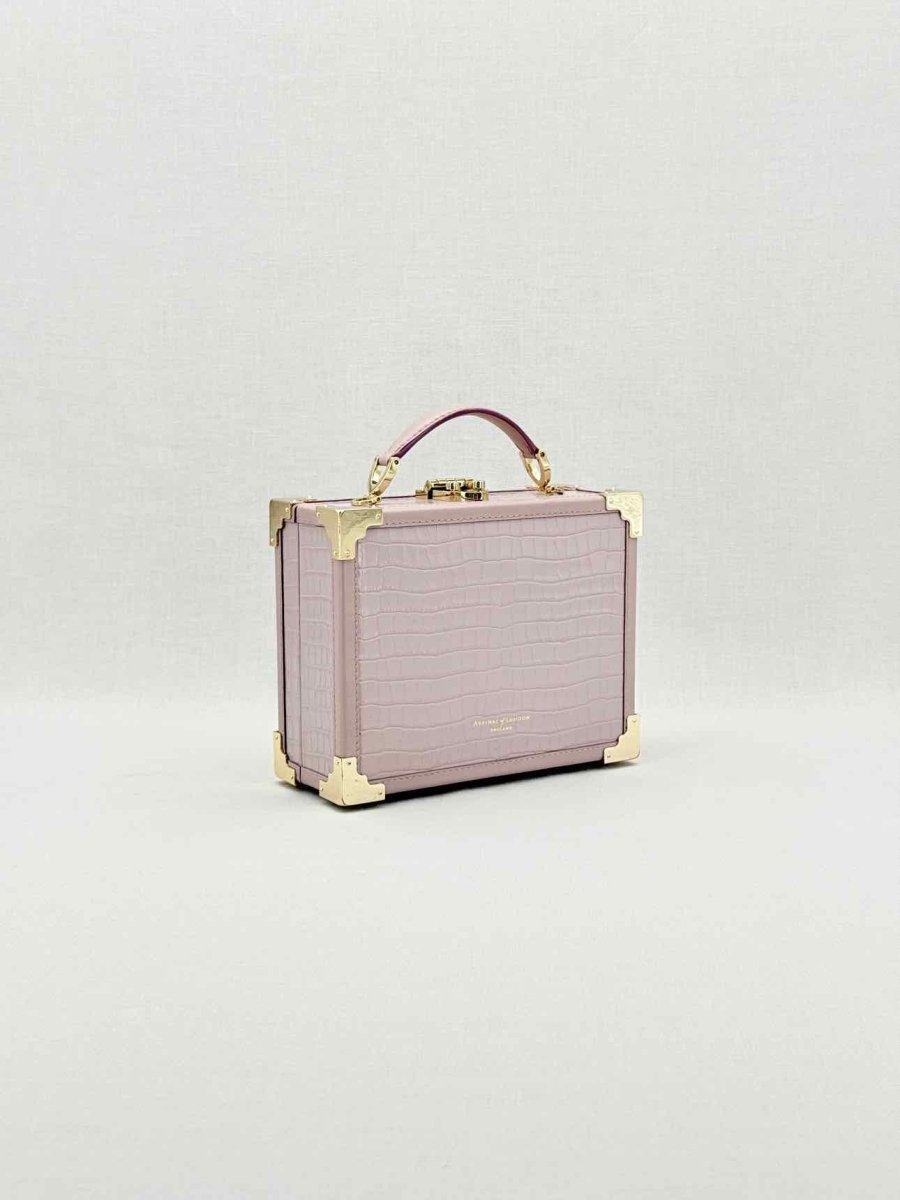 Pre - loved ASPINAL OF LONDON Lilac Crocodile print Top Handle at Reems Closet