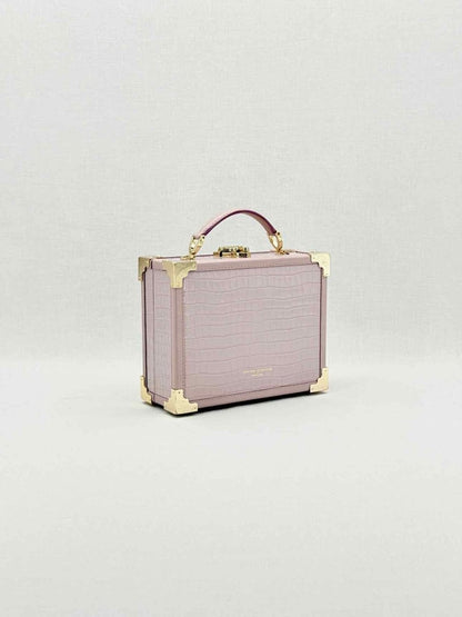 Pre - loved ASPINAL OF LONDON Lilac Crocodile print Top Handle at Reems Closet