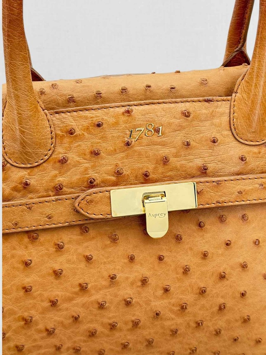 Pre - loved ASPREY 1781 Tan Top Handle at Reems Closet