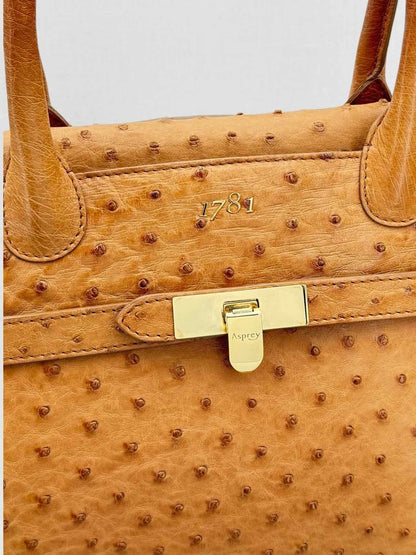 Pre - loved ASPREY 1781 Tan Top Handle at Reems Closet