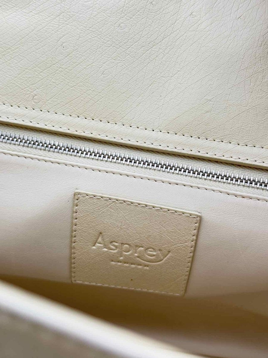 Pre - loved ASPREY Darcy Cream & Black Top Handle at Reems Closet