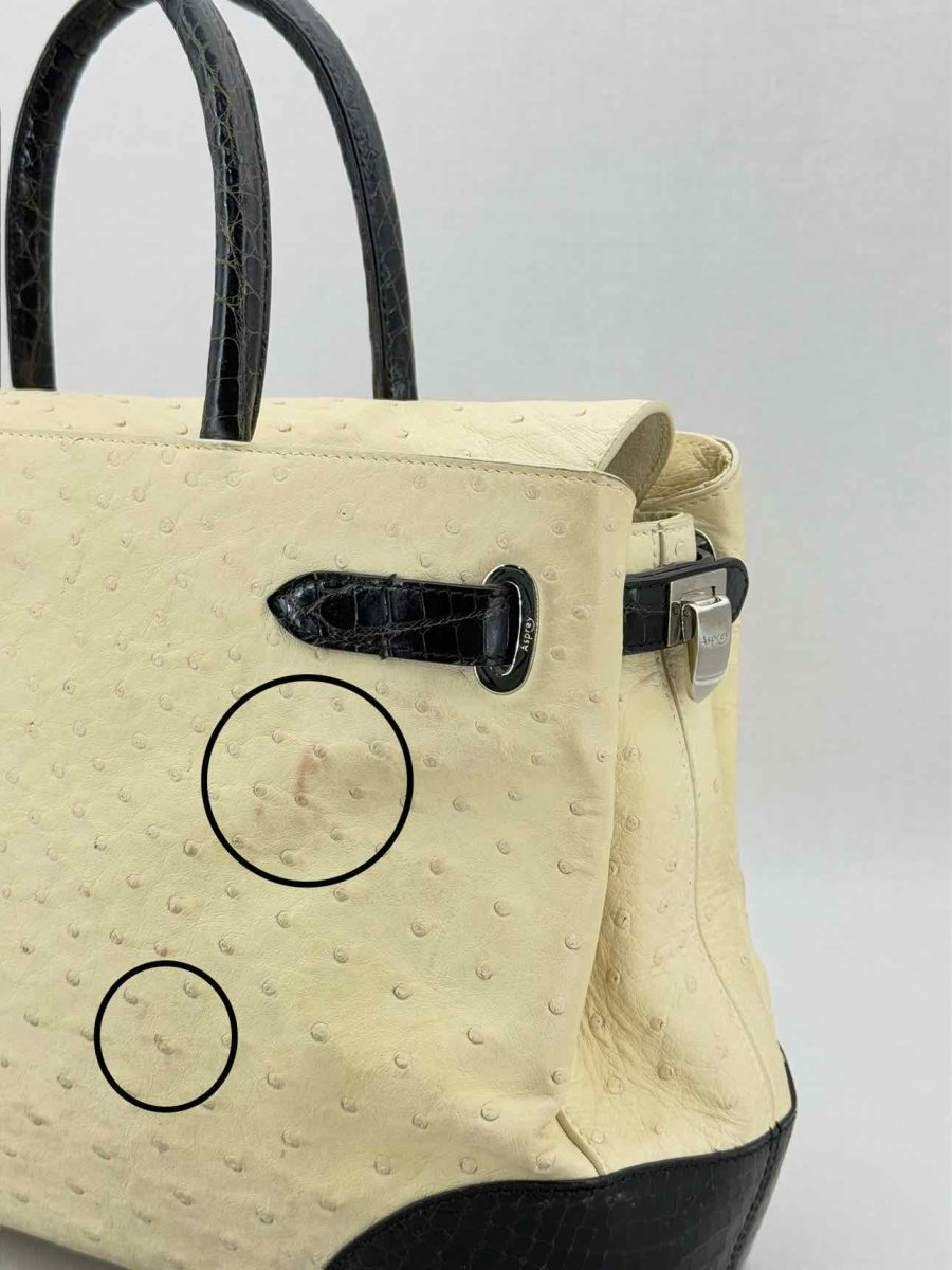Pre - loved ASPREY Darcy Cream & Black Top Handle at Reems Closet