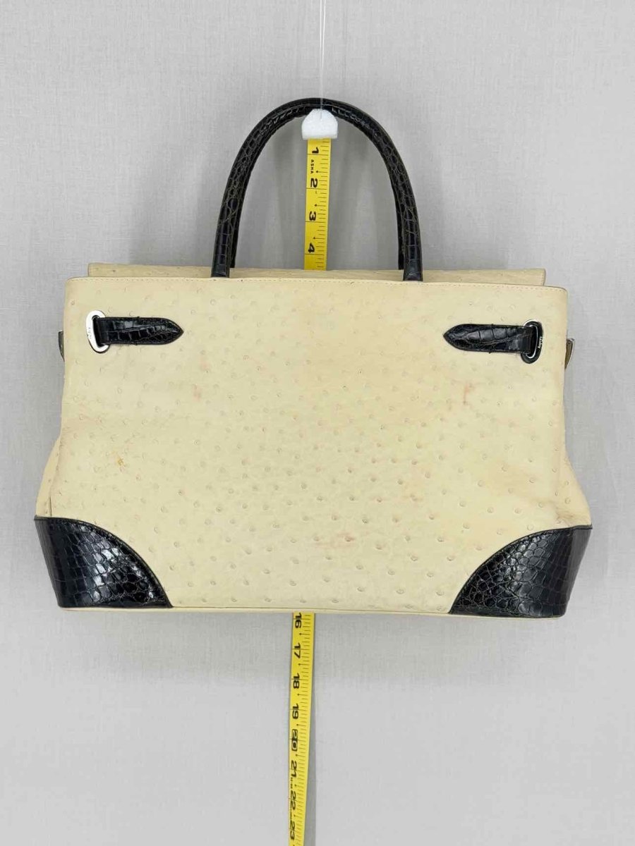 Pre - loved ASPREY Darcy Cream & Black Top Handle at Reems Closet