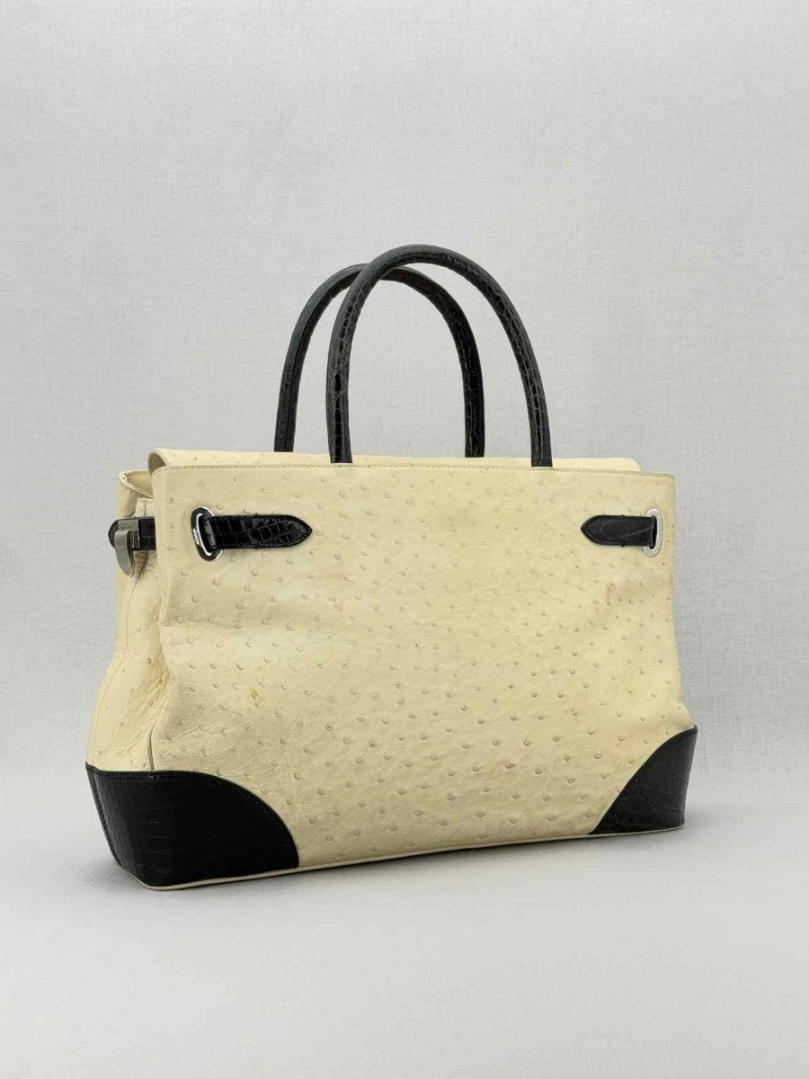 Pre - loved ASPREY Darcy Cream & Black Top Handle at Reems Closet