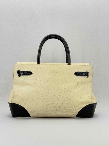 Pre - loved ASPREY Darcy Cream & Black Top Handle at Reems Closet