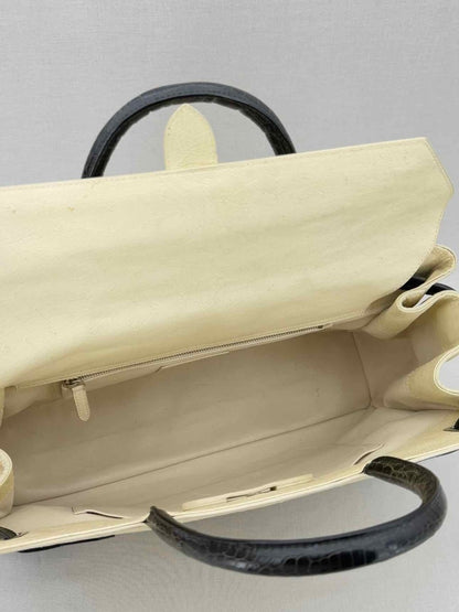 Pre - loved ASPREY Darcy Cream & Black Top Handle at Reems Closet