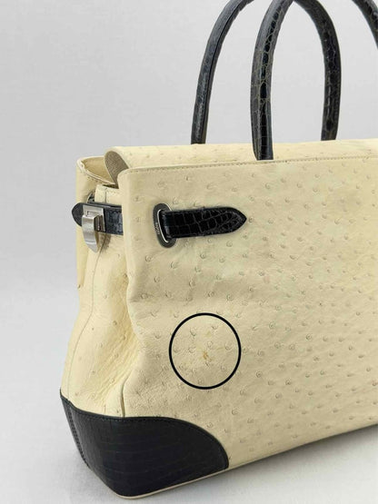 Pre - loved ASPREY Darcy Cream & Black Top Handle at Reems Closet