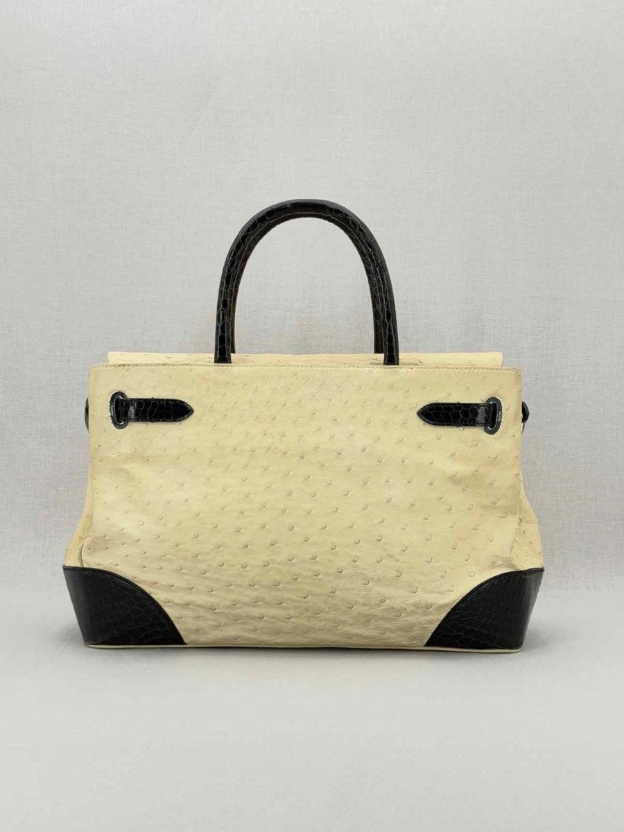 Pre - loved ASPREY Darcy Cream & Black Top Handle at Reems Closet