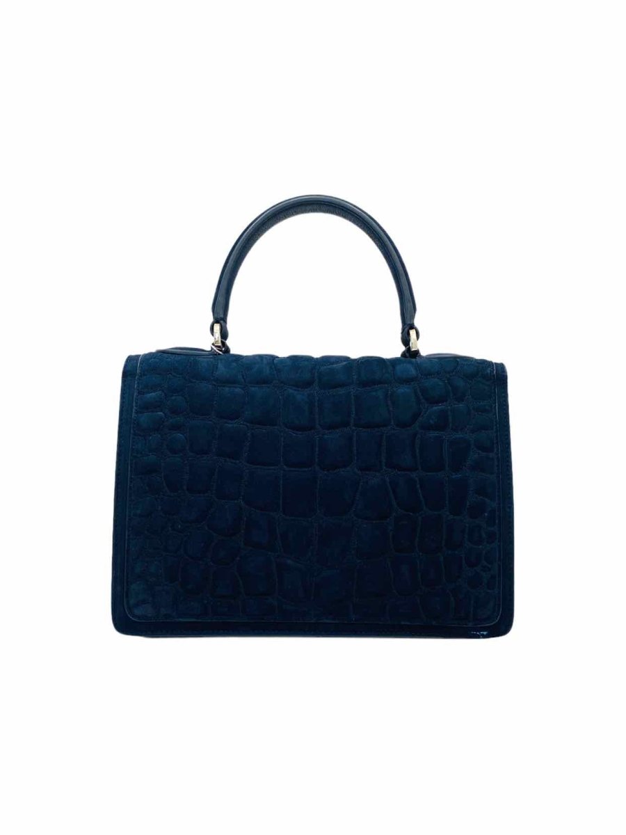 Pre - loved ASPREY Suede Navy Blue Quilted Top Handle at Reems Closet