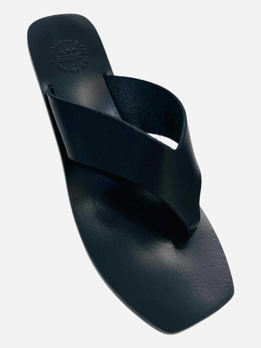 Pre - loved ATP ATELIER Black Thong Mules at Reems Closet